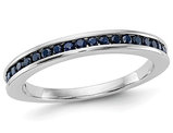 1/2 Carat Natural Dark Blue Sapphire Wedding Band Ring in 14K White Gold (SIZE 7)